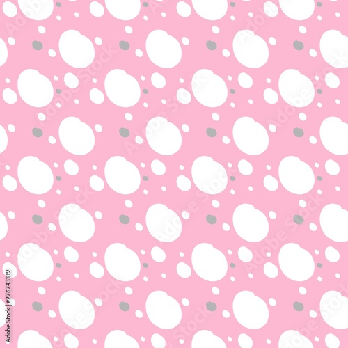 Seamless pattern of a variety of dots and spots of different colors and shapes, for the decoration of the fabric, vector image
