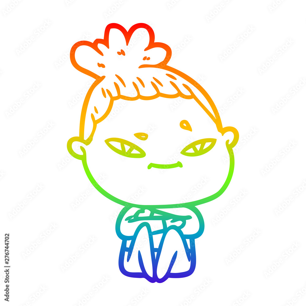 rainbow gradient line drawing cartoon woman rainbow gradient line drawing cartoon woman