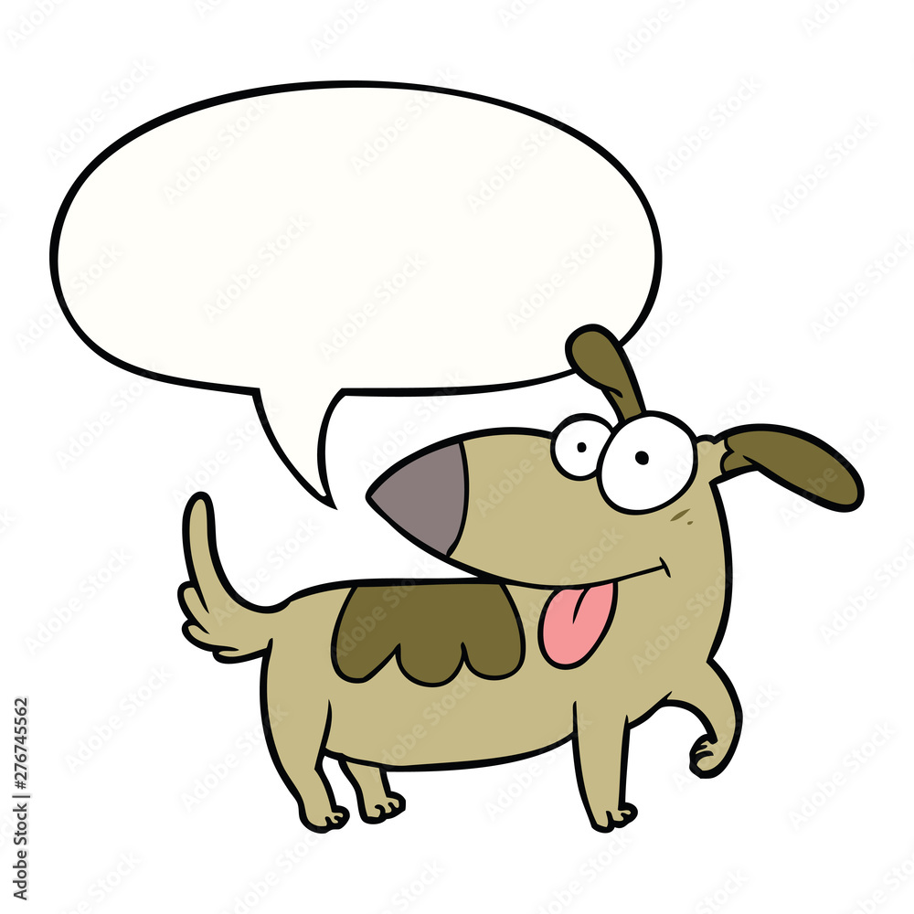Obraz premium cartoon happy dog and speech bubble