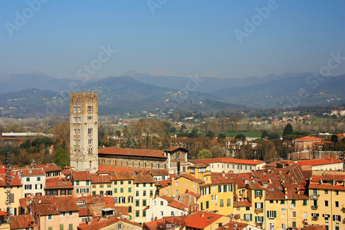 Panorama of the ancient city of Lucca, Italy