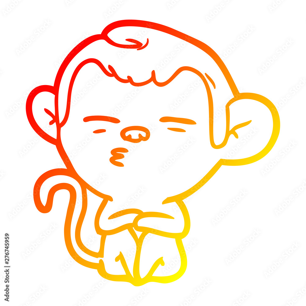 warm gradient line drawing cartoon suspicious monkey warm gradient line drawing cartoon suspicious monkey