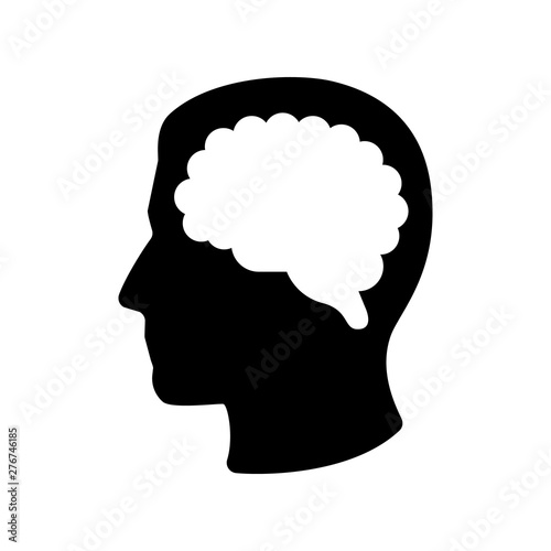 Human brain icon. Education, neurology, knowledge logotype. Flat vector.