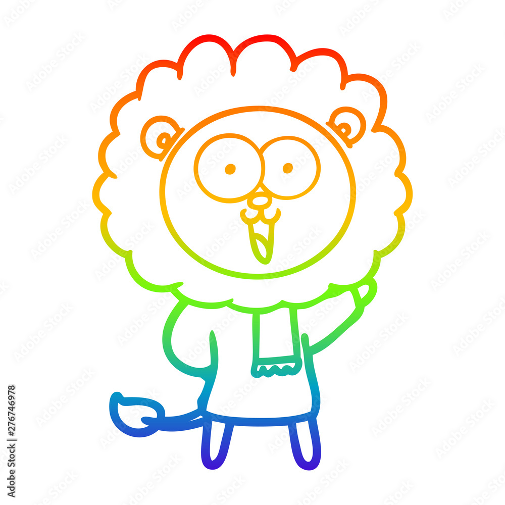 rainbow gradient line drawing happy cartoon lion rainbow gradient line drawing happy cartoon lion