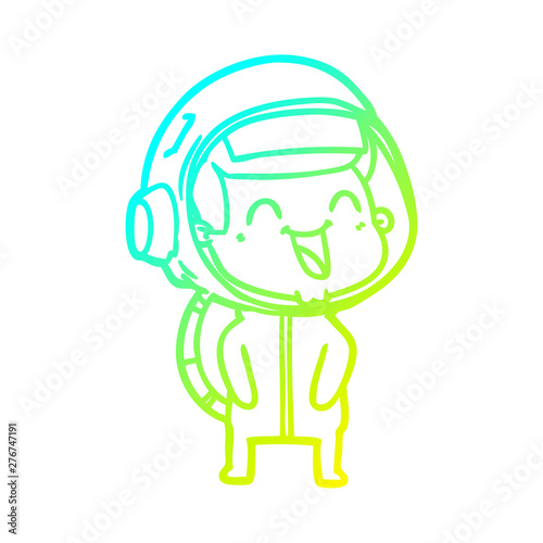 cold gradient line drawing happy cartoon astronaut