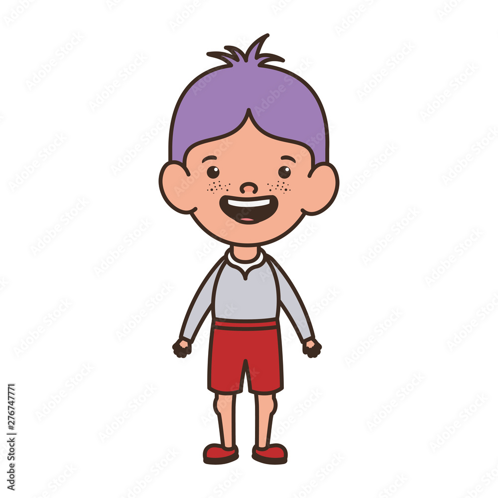 student boy standing smiling on white background