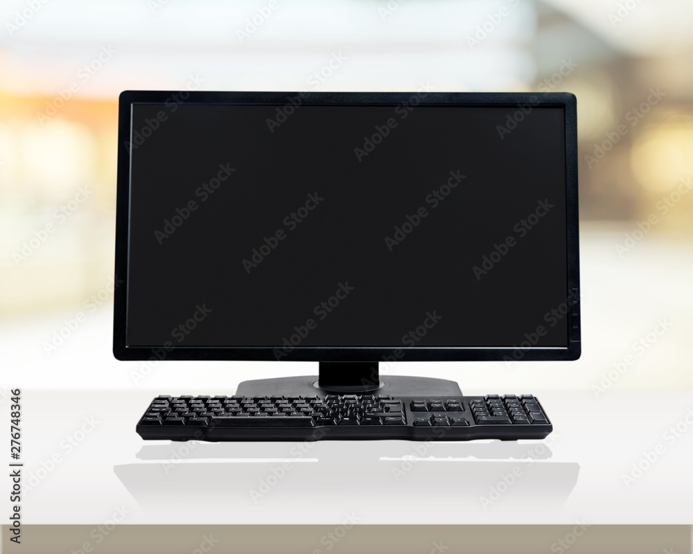 Desktop computer and keyboard on background Desktop computer and keyboard on background