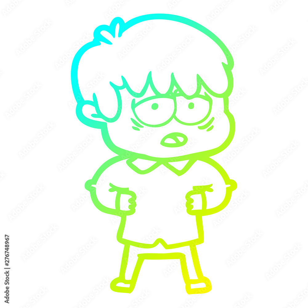 cold gradient line drawing cartoon exhausted boy cold gradient line drawing cartoon exhausted boy