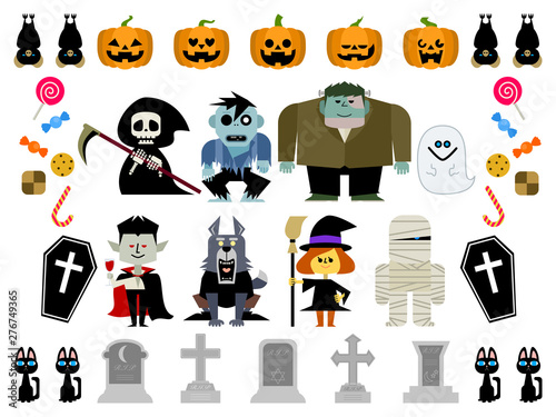 ハロウィンのイラストセット01