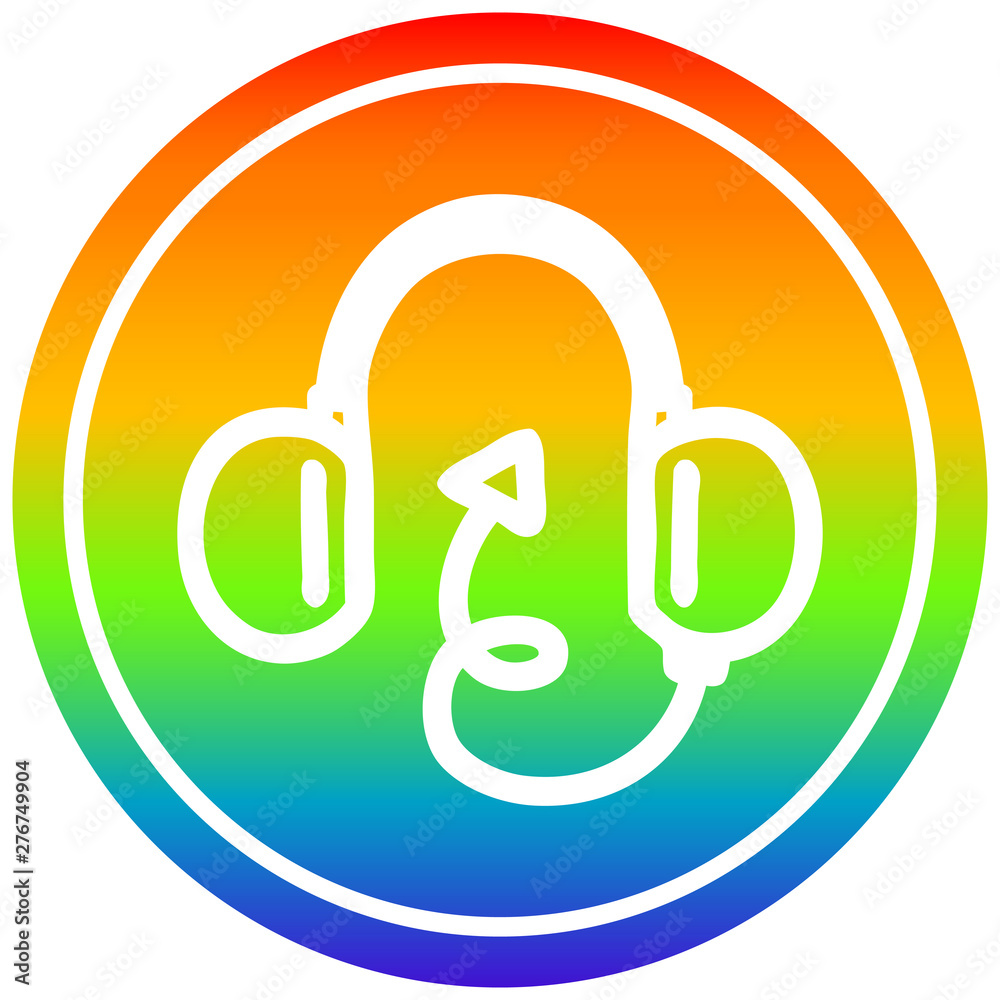 music headphones with devil tail circular in rainbow spectrum music headphones with devil tail circular in rainbow spectrum