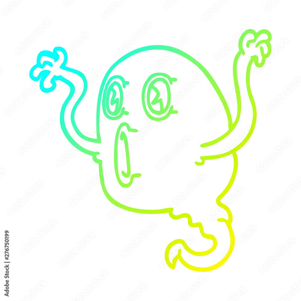 Fototapeta premium cold gradient line drawing spooky cartoon ghost