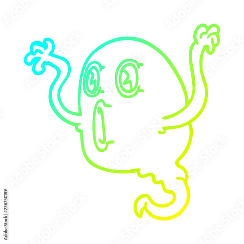 cold gradient line drawing spooky cartoon ghost