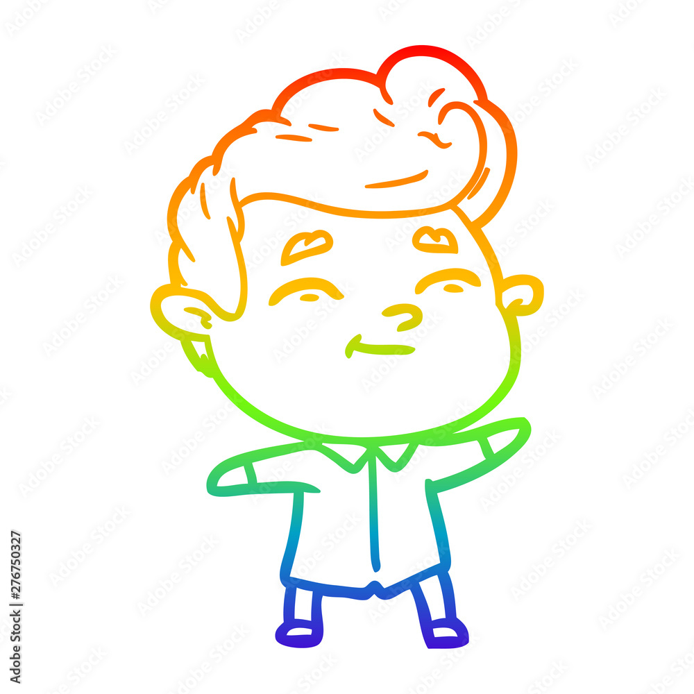 rainbow gradient line drawing happy cartoon man rainbow gradient line drawing happy cartoon man