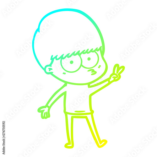 cold gradient line drawing nervous cartoon boy