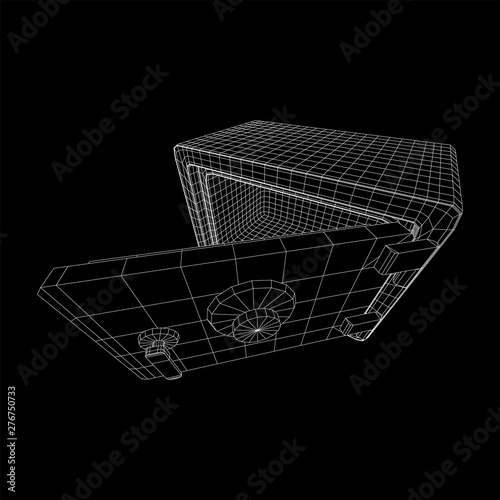 Metal bank vault safe. Wireframe low poly mesh vector illustration