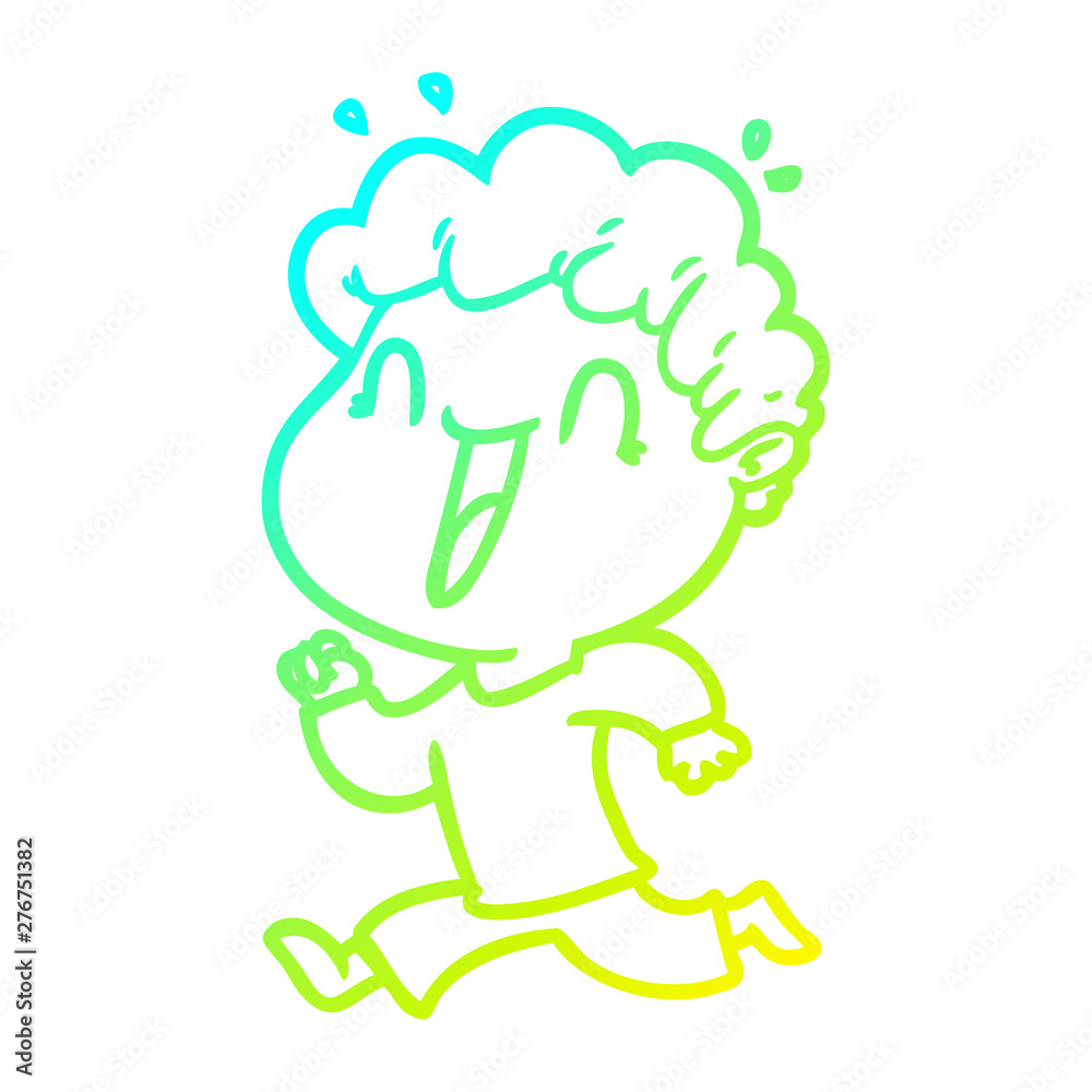 cold gradient line drawing cartoon happy man cold gradient line drawing cartoon happy man