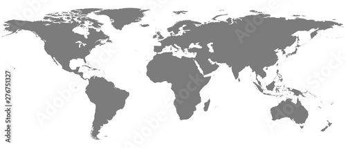 Gray world map vector With high details Can be expanded on the White Blackground.