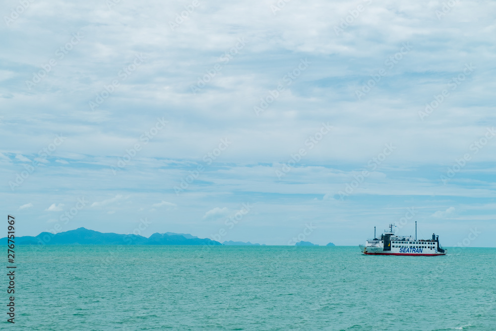 Surat Thai, Thailand - June 23, 2017: Seatran Ferry conveying passenger from Donsak pier Surat Thani province to Koh Samui island in Thailand Surat Thai, Thailand - June 23, 2017: Seatran Ferry conveying passenger from Donsak pier Surat Thani province to Koh Samui island in Thailand