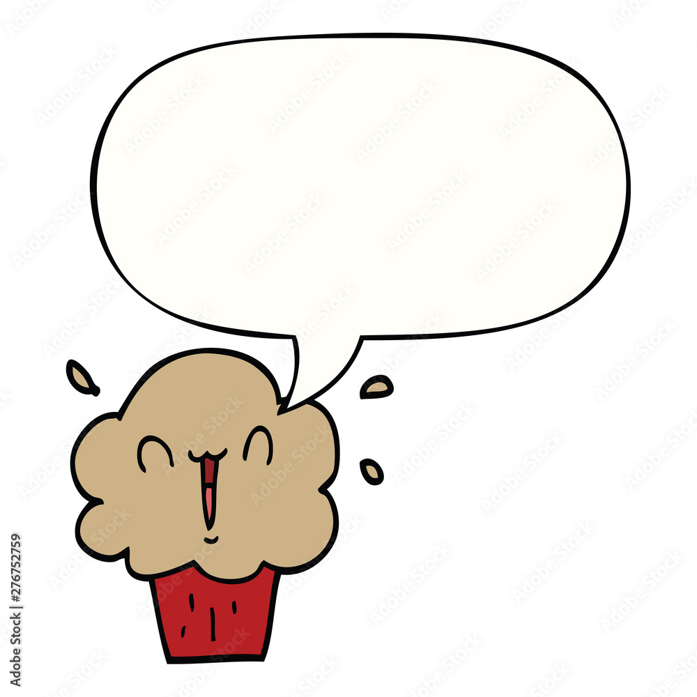 cartoon cupcake and speech bubble cartoon cupcake and speech bubble