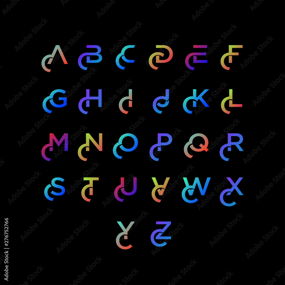 Alphabet letters with Colorfull colors. Font style, vector design template elements for your application or corporate identity.