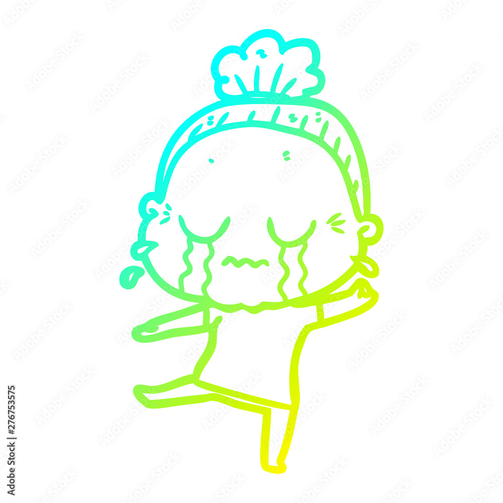 cold gradient line drawing cartoon crying old lady cold gradient line drawing cartoon crying old lady
