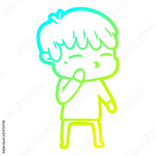 cold gradient line drawing cartoon curious boy