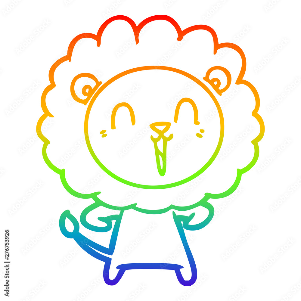 rainbow gradient line drawing laughing lion cartoon rainbow gradient line drawing laughing lion cartoon