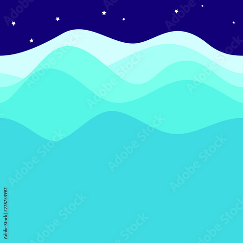 Wave Sea and Sky Background for home wallpaper with blue color kids boy girl room