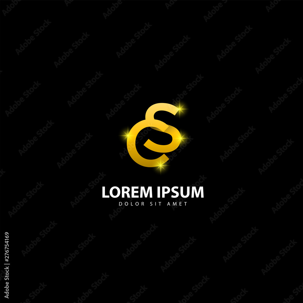 Gold Letter S Logo. SC Letter Design Vector with Golden Colors Gold Letter S Logo. SC Letter Design Vector with Golden Colors