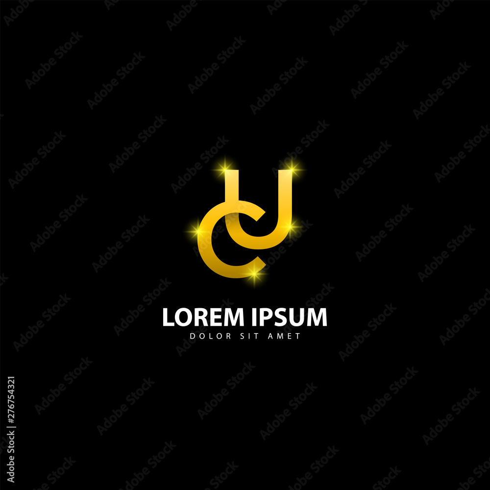 Gold Letter U Logo. UC Letter Design Vector with Golden Colors Gold Letter U Logo. UC Letter Design Vector with Golden Colors