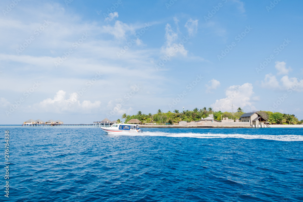 Calm Sea and Blue Sky Background in Maldives