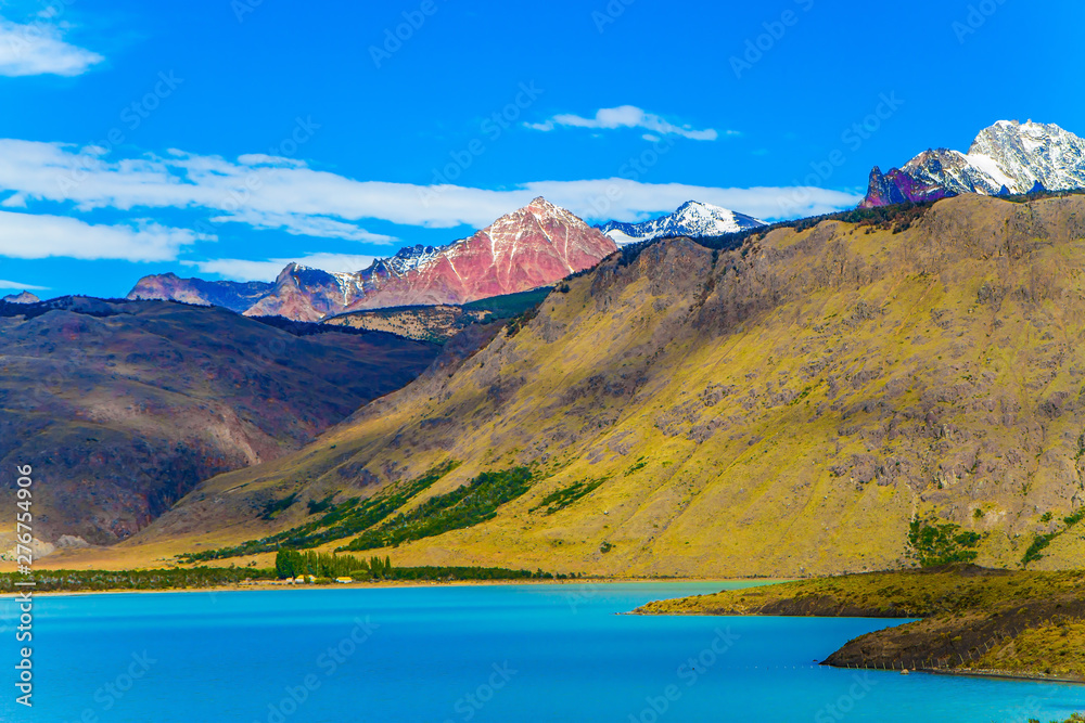 Blue lake by the mountains