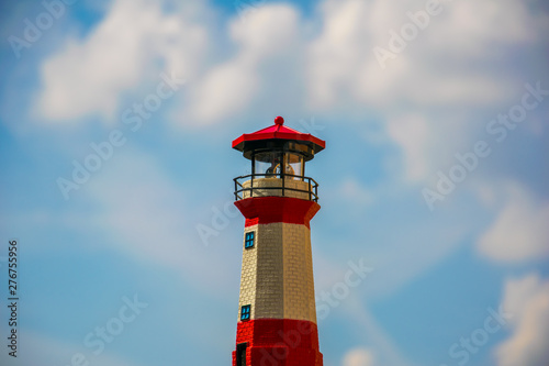 Bokeh of a minature lighthouse.