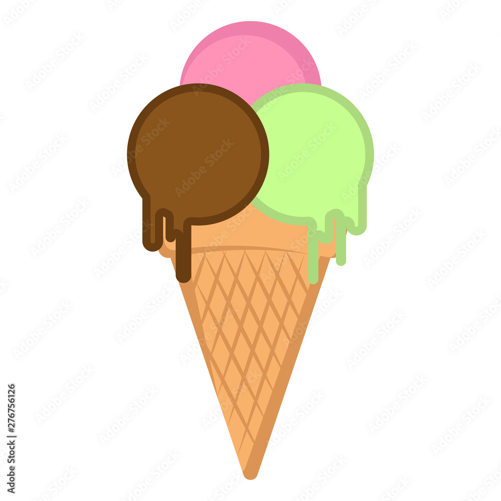 Isolated ice cream cone on a white background - Vector Isolated ice cream cone on a white background - Vector