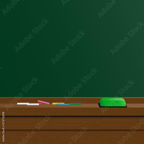 blackboard with colored chalks and eraser. vectors