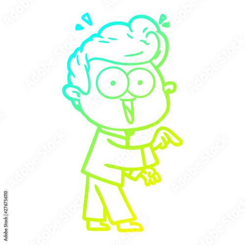 cold gradient line drawing cartoon excited man