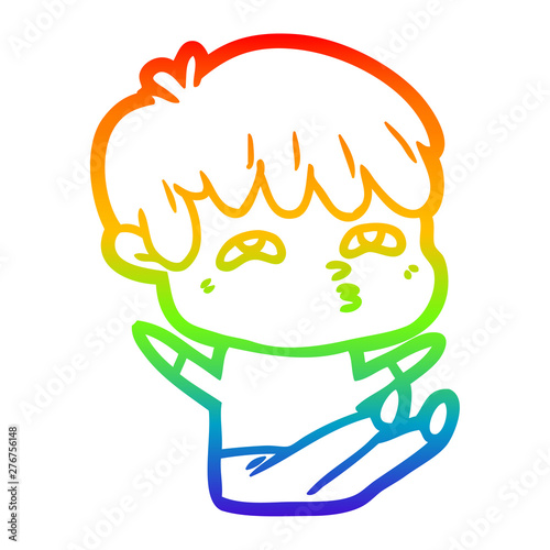 rainbow gradient line drawing cartoon curious man