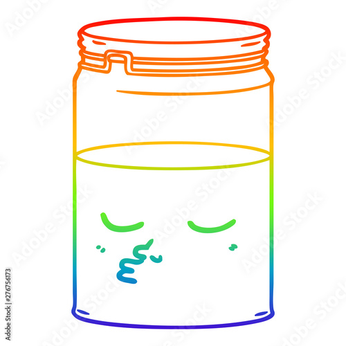 rainbow gradient line drawing cartoon glass jar