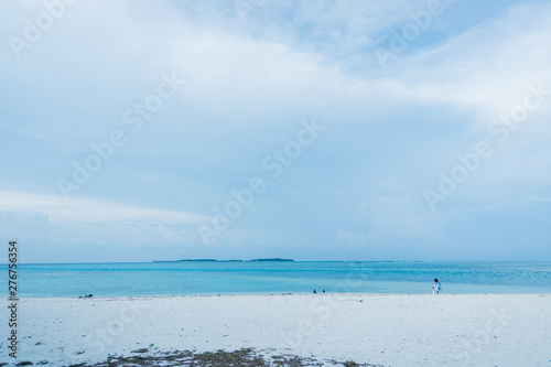 sea beach blue sky sand sun daylight relaxation landscape in Maldives island