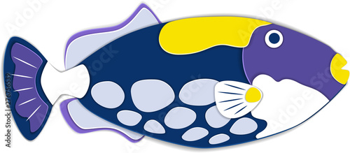 Reef fish in paper art style