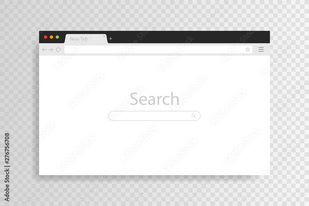 Browser window opened on PC isolated on transparent background. Browser windows empty template mockup set web page. Modern vector illustration Browser window opened on PC isolated on transparent background. Browser windows empty template mockup set web page. Modern vector illustration