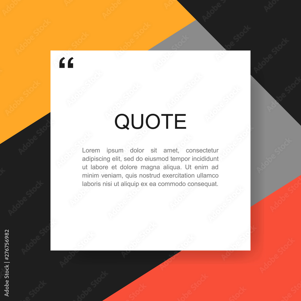 Fototapeta premium Quote rectangle isolated on material design style background. Modern vector illustration