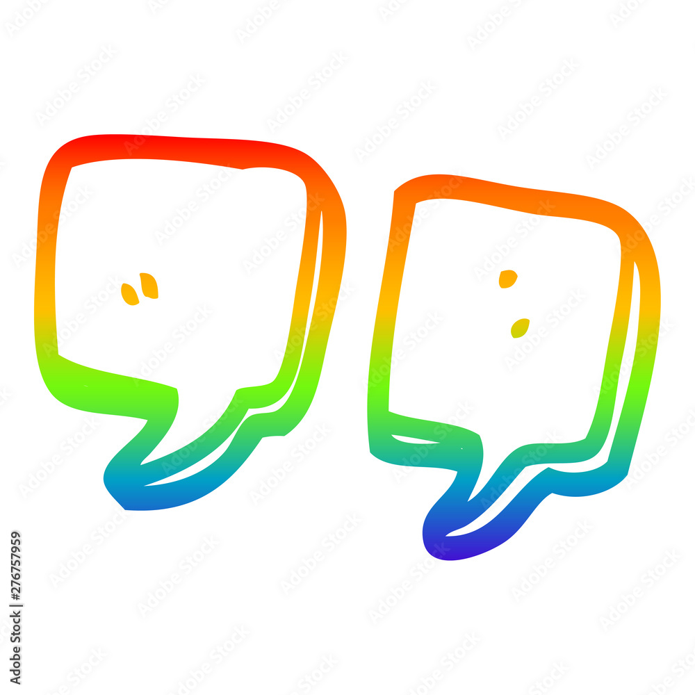 Naklejka premium rainbow gradient line drawing cartoon quotation marks