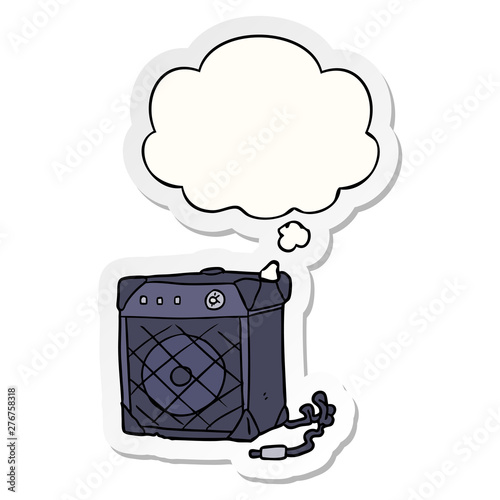 cartoon guitar amp and thought bubble as a printed sticker