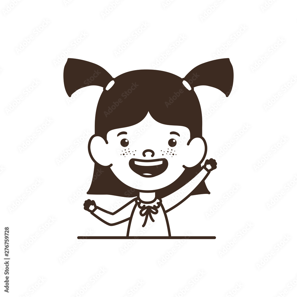 silhouette of student girl smiling on white background