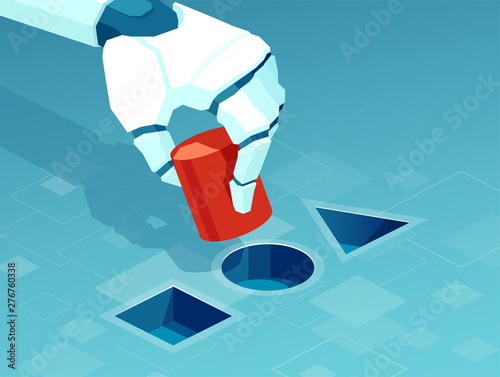 Vector of a robot hand solving a problem, test.