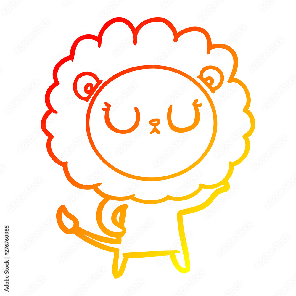 warm gradient line drawing cartoon lion warm gradient line drawing cartoon lion