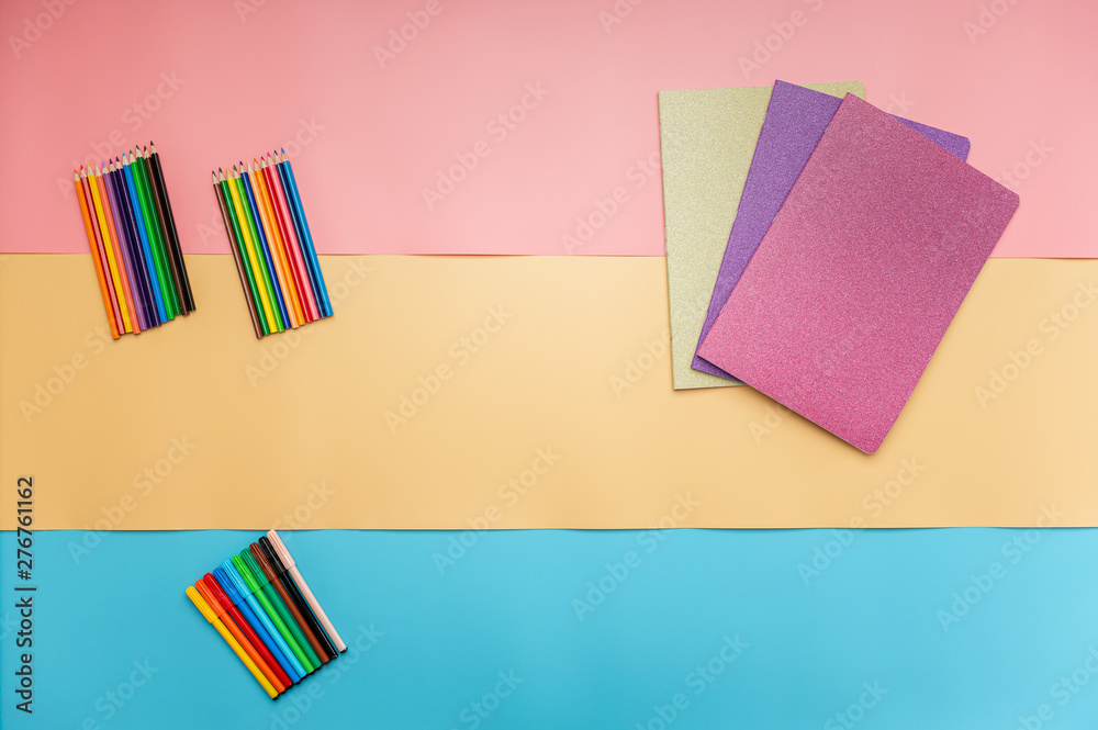 Notebooks and colouring pencils Notebooks and colouring pencils