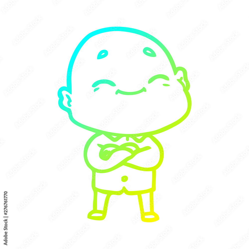 cold gradient line drawing cartoon happy bald man cold gradient line drawing cartoon happy bald man