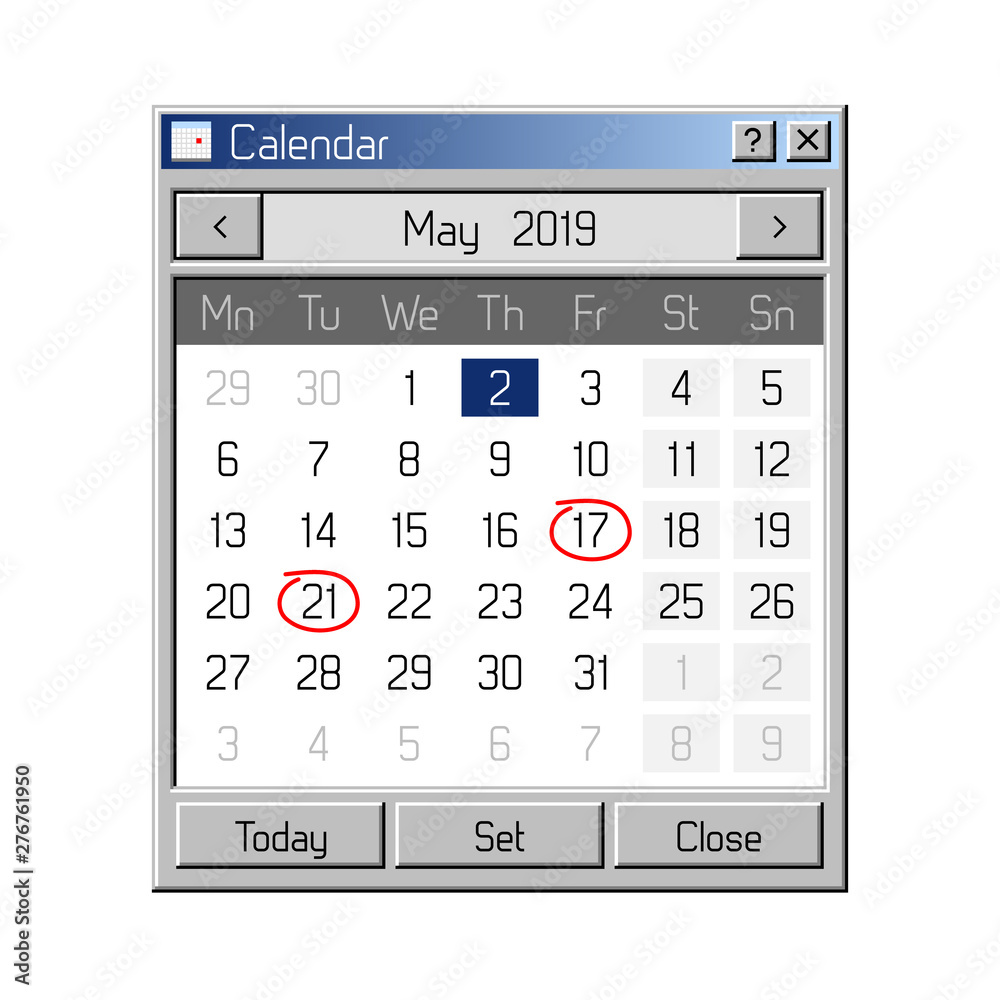 Calendar Application in Style of Old, Retro Operating System