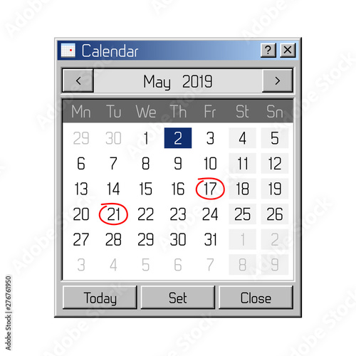 Calendar Application in Style of Old, Retro Operating System